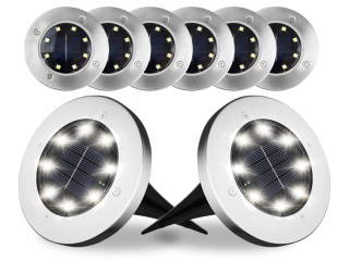 Zápustné solárne svietidlo LED Plus strieborné 12,6 cm 8 ks.